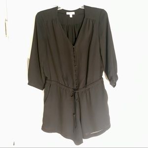 Button up size 4 black romper with stretchy waist